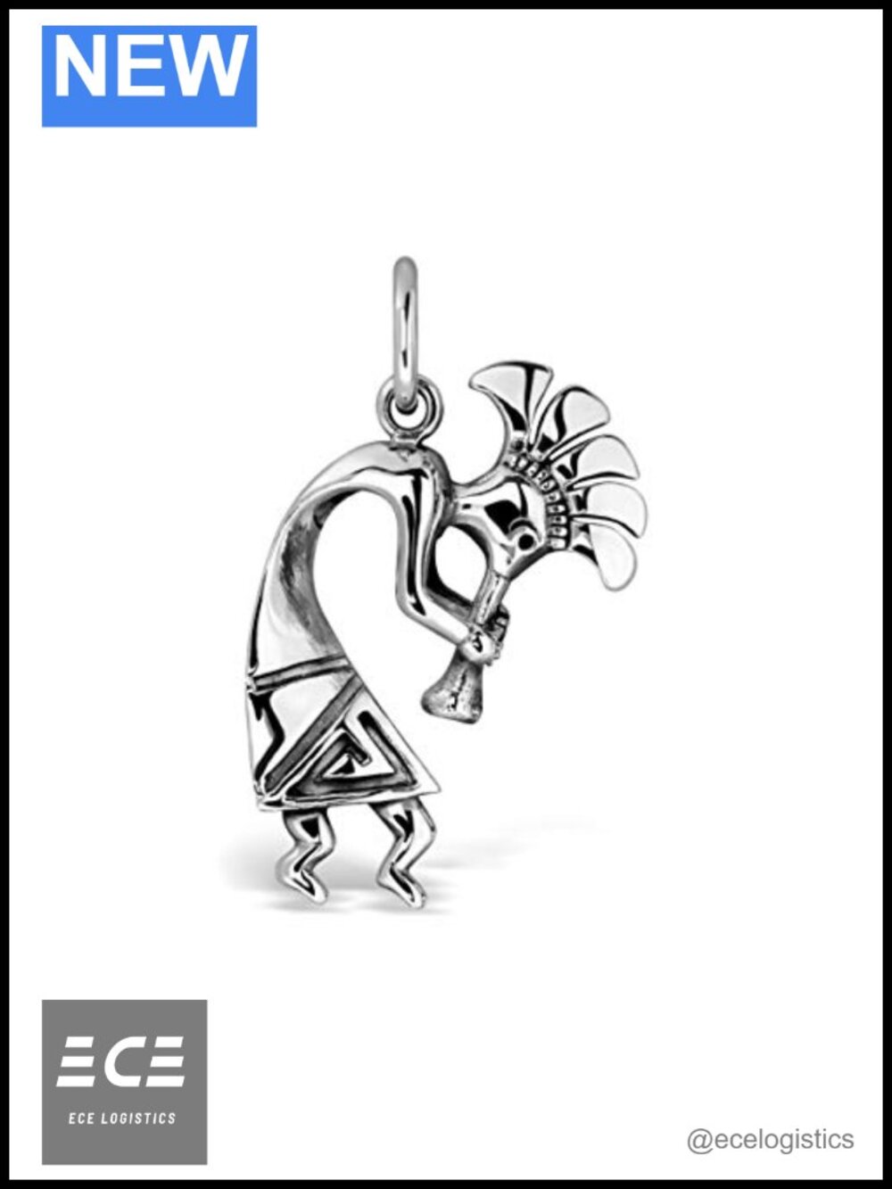 Sterling Silver Kokopelli Southwestern Pendant Necklace